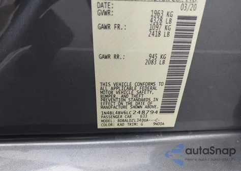 2020 Nissan Altima S Fwd from USA, damaged, VIN 1N4BL4BV6LC248794